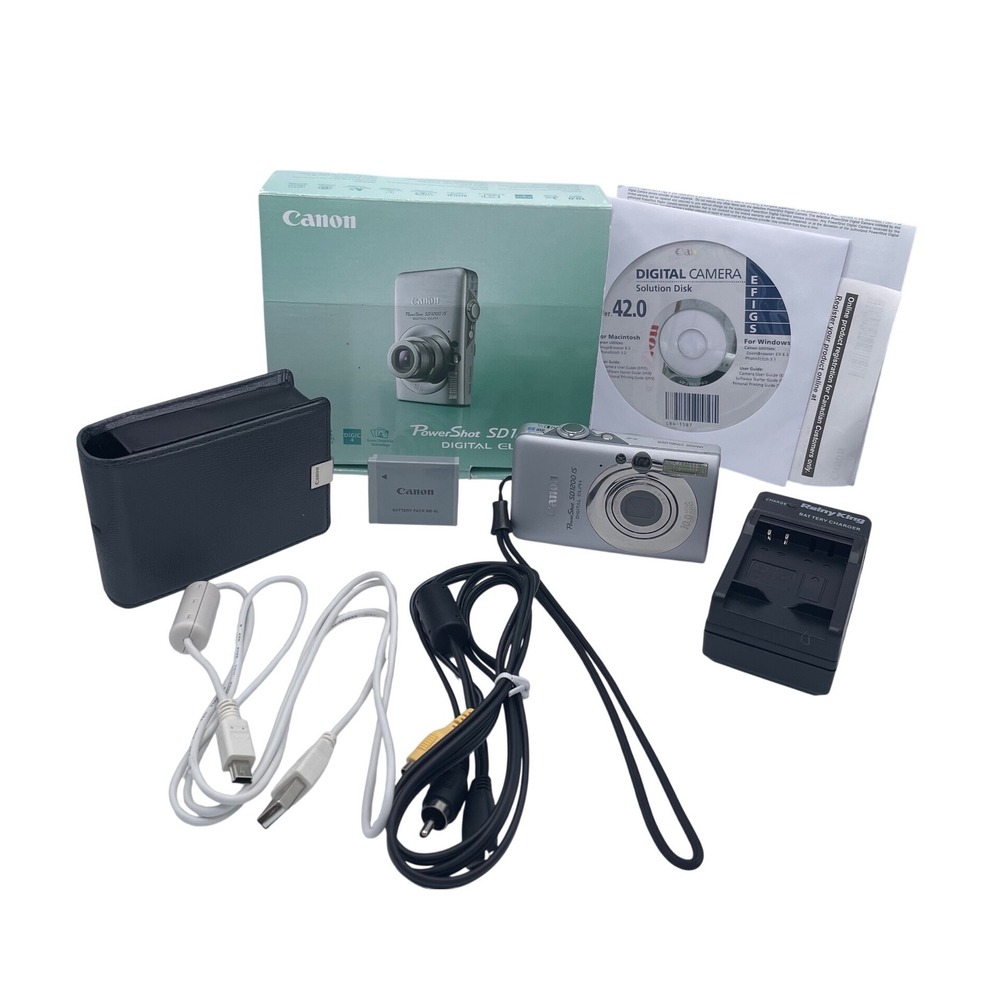 Canon PowerShot SD1000 Digital ELPH Silver VTG Y2K CCD Camera Box Bundle TESTED